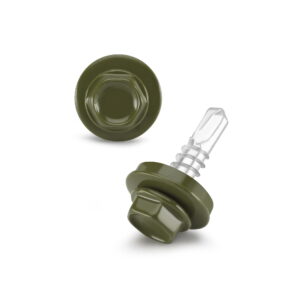 Hlf. Önf. lemezcsavar EPDM alátéttel, DIN 7504/K (k=4.9-5.1), RAL 6003 (olivazöld), 4,8x19V14